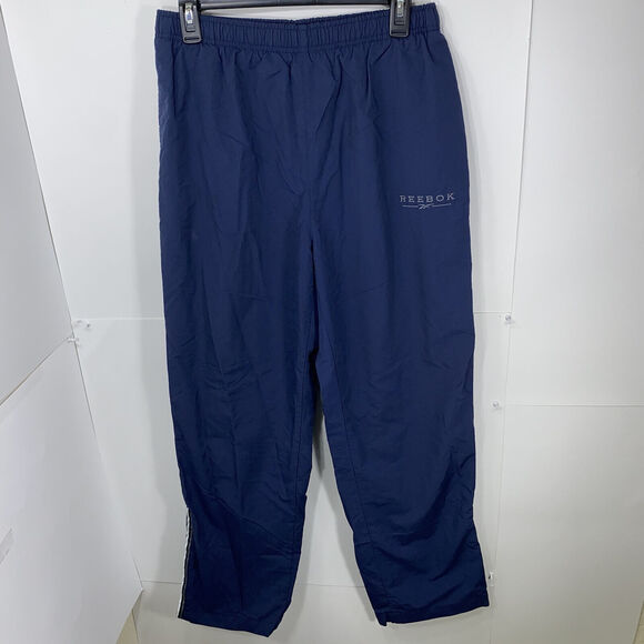 Vintage Reebok Men's Medium Windbreaker Navy Blue Track Pants Activewear Pants - Picture 1 of 12
